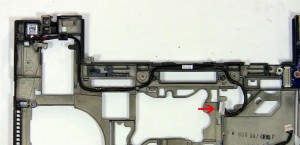 Remove the DC jack and cable from the laptop base. 