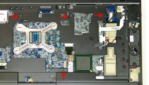 Unscrew the palm rest screws on the top of the laptop (4 x M2.5 x 5mm).