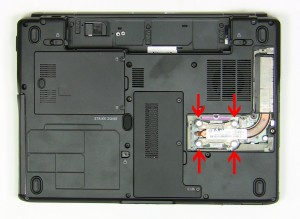 Loosen theLift the heat sink away from the motherboard. 4 heat sink screws. 