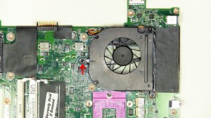 Remove the 2.5mm x 5mm fan screw and lift the fan from the motherboard.