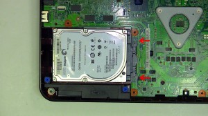 Lift the hard drive and connector out of the laptop. 
