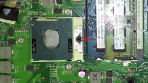 Turn the CPU Locking screw counterclockwise approximately 180 degrees, or until the CPU is loose.