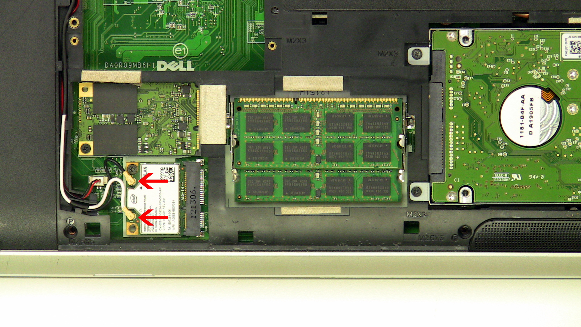 Loosen the antenna cable on the bottom of the laptop. 