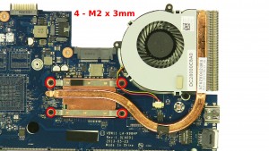 Remove the 4 - M2 x 3mm heatsink screws.