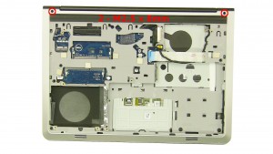 Remove the 2 - M2.5 x 8mm bottom hinge screws.