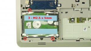 Remove the 3 - M2.5 x 5mm hard drive screws.