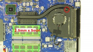Remove the heatsink fan screw.(1 x M2.5 x 5mm)