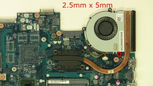 Remove the 1 - M2.5 x 5mm fan screw.