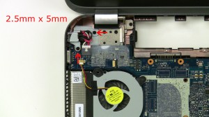 Remove the DC jack bracket screws (2 x M2.5 x 5mm).