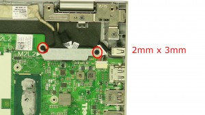 Remove the LCD display cable bracket screws (2 x M2 x 3mm).