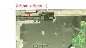 Remove the left hinge screw (1 x M2.5 x 5mm).