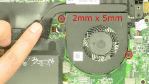 Remove the fan screws (2 x M2 x 5mm).
