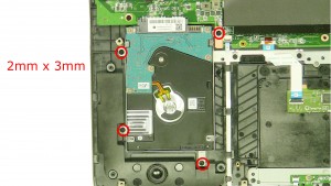 Remove the hard drive screws (4 x M2 x 3mm).