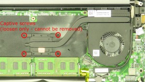 Loosen the heatsink screws (cannot be removed).