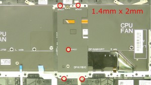 Remove the keyboard bracket screws (5 x M1.4mmx2mm).