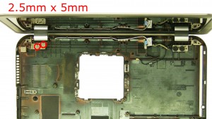 Remove the left hinge screws (2 x M2.5 x 5mm).