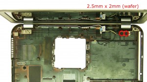 Remove the right hinge screws (2 x 2.5x2 wafer).