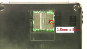 Remove the screw under the memory (1 x M2.5 x 5mm).