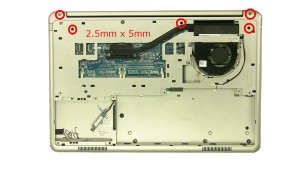 Remove the base assembly screws (5 x M2.5 x 5mm)(3 x M2.5x2.5mm).