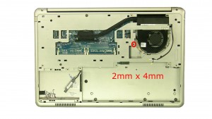 Remove the bottom keyboard screw (1 x M2 x 4mm).