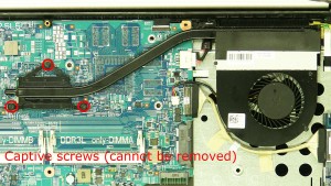 Loosen the heatsink screws (cannot be removed).