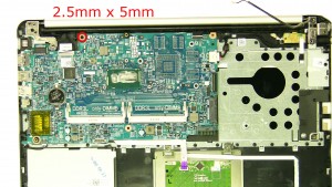 Remove the motherboard screw (1 x M2.5 x 5mm).