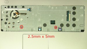 Remove the palmrest screws (2 x M2.5 x 5mm).