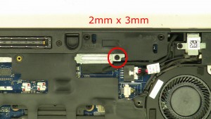 Remove screw from display cable bracket (1 x M2 x 3mm)
