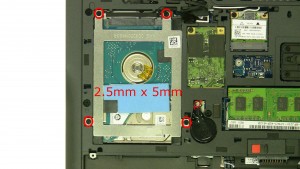 Remove the hard drive bracket screws (4 x M2.5 x 5mm).