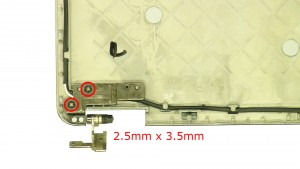 Remove the left hinge screws (2 x M2.5x3.5mm).