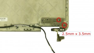 Remove the right hinge screws (2 x M2.5x3.5mm).