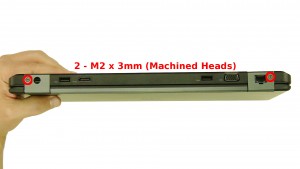 Remove the 2 - M2 x 3mm back hinge cover screws.