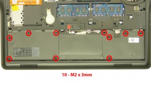 Remove the 10 - M2 x 3mm screws under the battery.