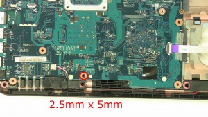 Remove the 1 - M2.5 x 5mm motherboard screw.