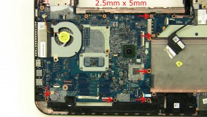 Remove the motherboard screws (2 x M2.5 x 5mm).