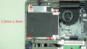 Remove the 4 optical drive screws (4 x M2.5 x 3mm).