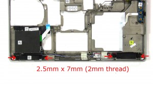 Remove the 4 speaker screws (4 x M2.5x7mm - 2mm thread).