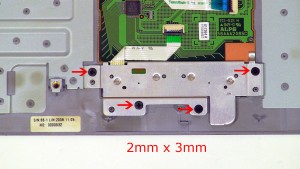 Flip the palmrest over and remove the (4) 2mm x 3mm screws.