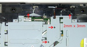 Unscrew the palmrest screws (4 x M2 x 3mm).