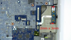 Remove the mute and volume buttons circuit board screws (2 x M2 x 3mm).