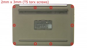 Remove the screws (10 x M2x3mm T5 torx).