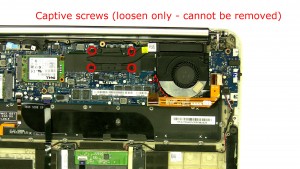 Loosen the heatsink screws (cannot be removed).