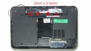 Remove screws under battery (4 x M2x2.5mm).