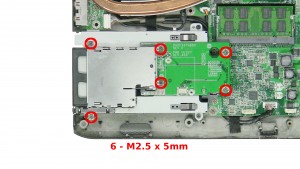 Remove the 6 - M2.5 x 5mm screws.