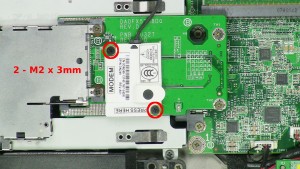 Remove the 2 - M2 x 3mm screws.