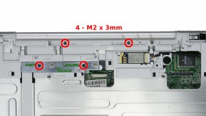 Remove the 4 - M2 x 3mm palmrest screws.