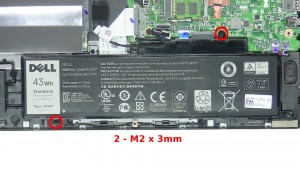 Remove the 2 - M2 x 3mm screws.