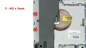 Remove the 2 - M2 x 3mm screws under the optical drive.