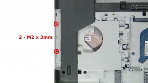 Remove the 2 - M2 x 3mm screws under the optical drive.