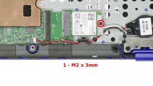 Remove the 1 - M2 x 3mm bracket screw.